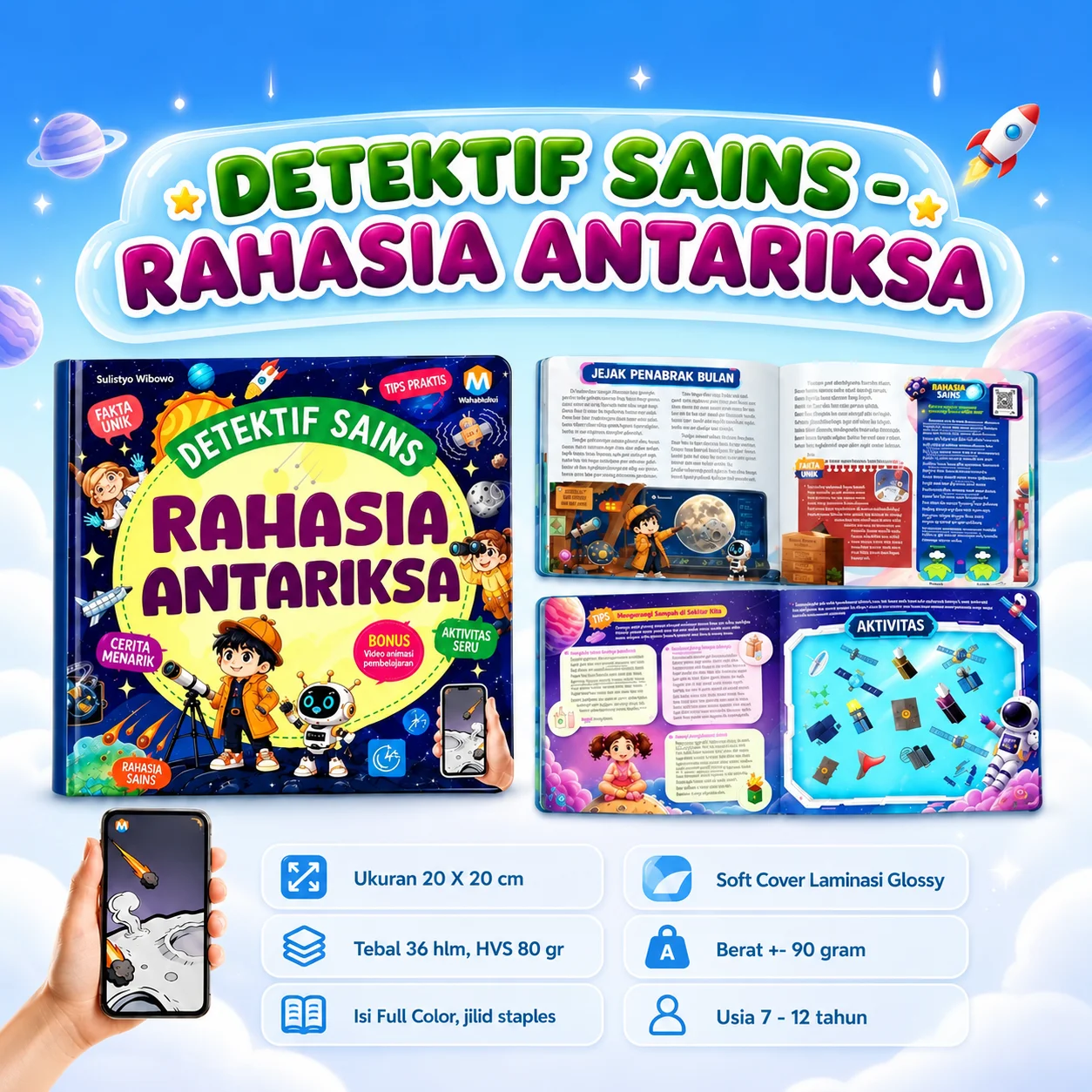 Cover buku Buku Edukasi Untuk Anak Detektif Sains Rahasia Antariksa Ziyadbooks Brain Core Activation Buku Anak + 8 Video Animasi Usia 6+